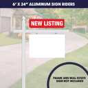 Real Estate Sign Riders | Set of 6 Aluminum (Metal) Printed Signs with Different Messages for Real Estate | 24x6 Inches | White with Black Text