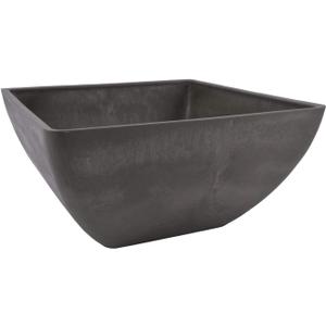 PSW Pot Collection 12x6 inch Plastic/Stone/Wood Composite Square Planter No Drainage Hole (Drillable), Modern Indoor/Outer Pot for Flowers, Foliage, Succulents, Fairy Gardens, Dark Charcoal, 12 by 12 by 6-Inches