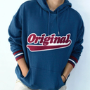 Original Patch Kangaroo Hoodie Sweatshirt Original Use Blue Burgundy Men's Small