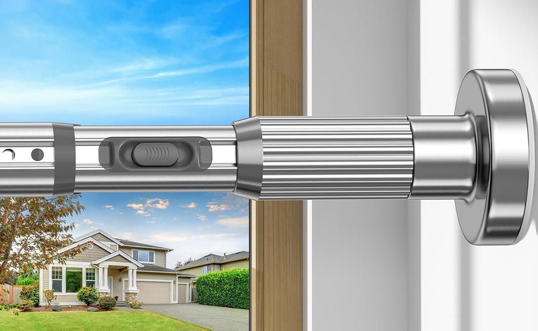 Silver Tension Curtain Rod 41-100In,Outdoor Curtain Rod | No Drilling for Window or Bathroom Patio, Heavy Duty Shower Curtain Rod,Rod Diameter 1.26In-One-bond stretching