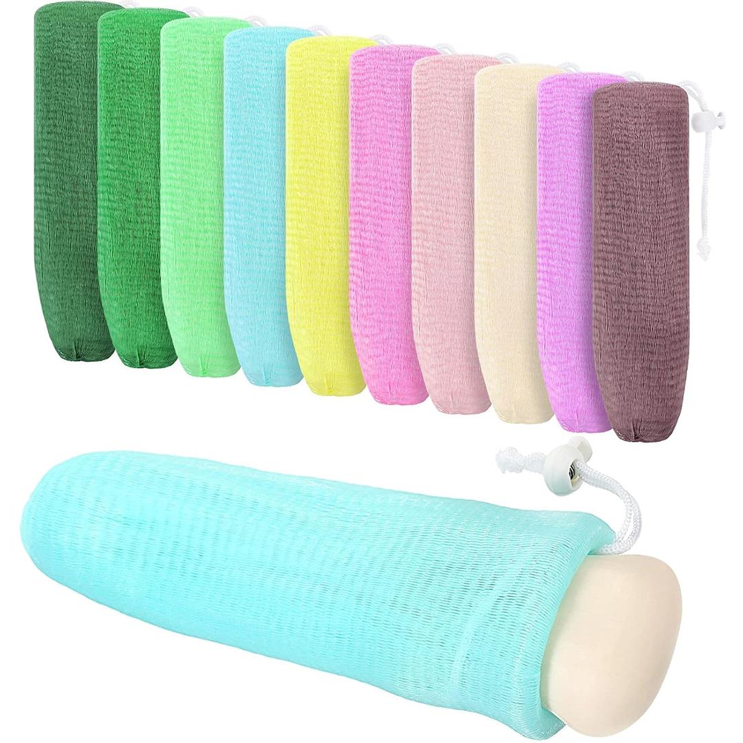 Boao Mesh Soap Bar Loofah Exfoliating Mesh Soap Saver Bag Pouch Bubble Foam Net for Body Facial Shower Cleaning Tool(20 Pieces)