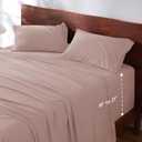 Bedsure Deep Pocket King Sheet Set - Fits Mattresses Up to 21 Inches Thick - 4 Piece GentleSoft Bed Sheets, Moisture Wicking, Soft & Cooling Bedsheet & Pillowcases, Easy & Secure Fit, (Dusty Pink, King Size)