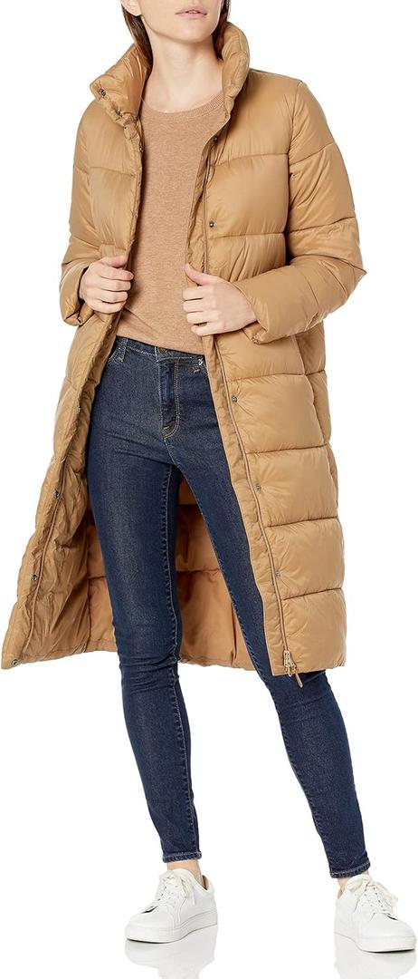Amazon Essentials womens Lightweight Water-resistant Longer Length Cocoon Puffer Coat (Small, Camel)