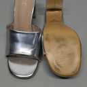 ILLUDE Womens Block Heel Single Strap Square Toe Heeled Sandal Slip On Mule - Demi (10, Silver Pu)