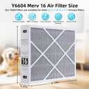 2 Pack Y6604 MERV 16 Air Filter, 20x26x5 Inches, Advanced Filtration Replacement Filter Compatible with Lennox Y6604 and PureAir PCO3-20-16Air Purifier Cleaner Purification Systems