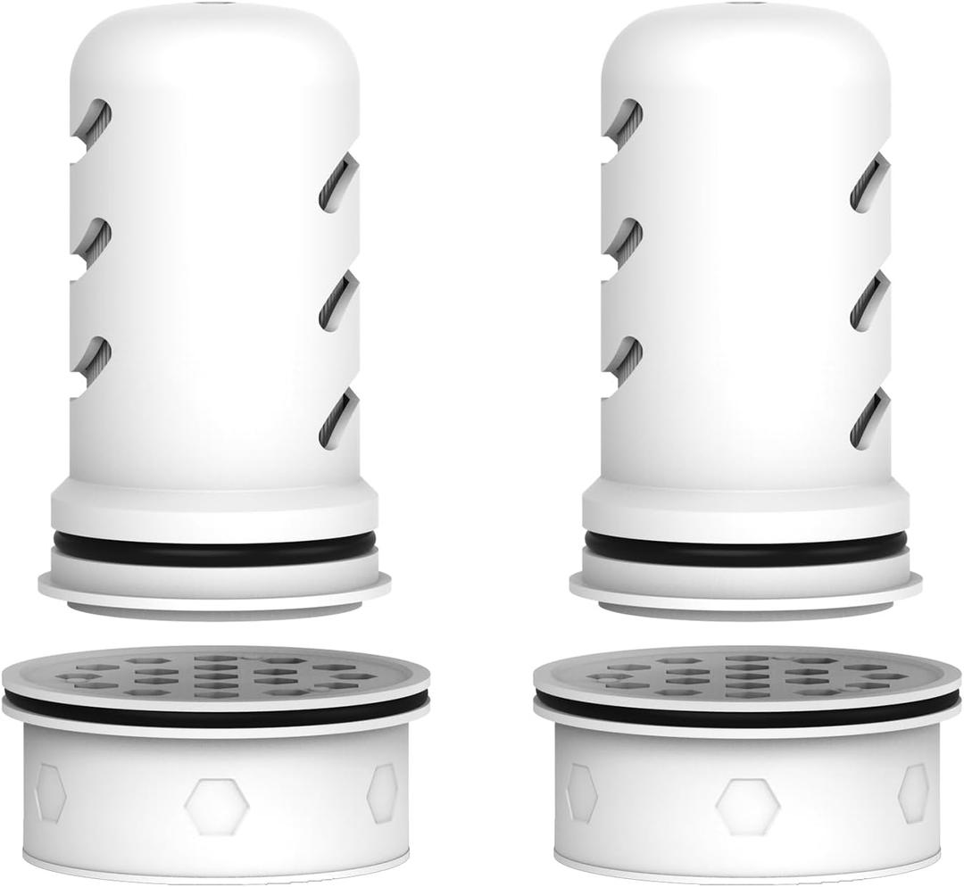 MARRIOTTO Water Filter Replacement for LS Home Glass Pitcher 7 Cup/Plastic Pitcher 7 Cup, 2 Membrane Micro Filter and 2 Activated Carbon + Ion Exchange Filter