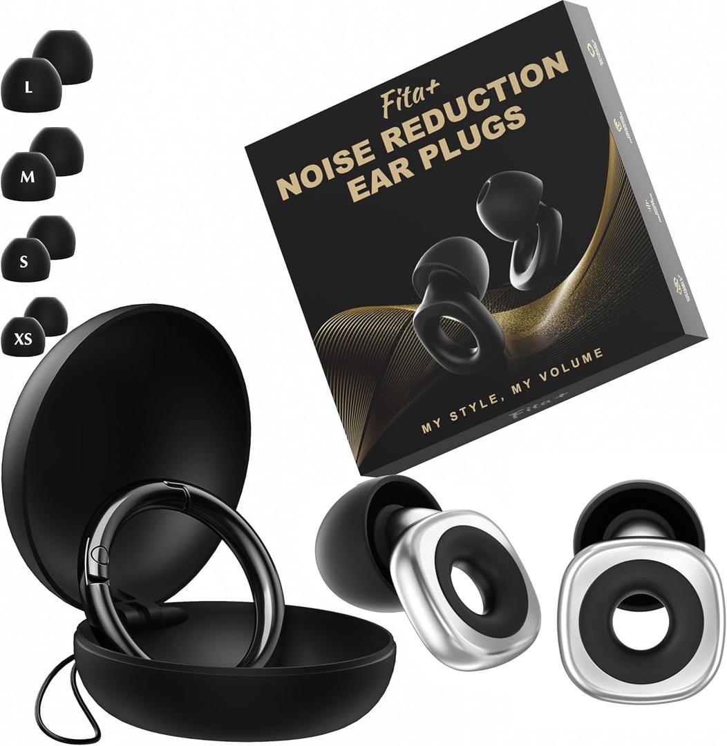 Fita+ Quiet and Showy Ear Plugs Noise Reduction for Concerts (Silver-Vine)
