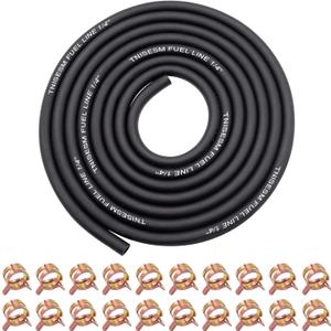 Tnisesm 1/4 Inch ID Fuel Line Hose 10 Feet + 20Pcs 2/5" ID Hose Clamps for Kawasaki Kohler Briggs & Stratton Small Gas Diesel Powersports Engines and Generators