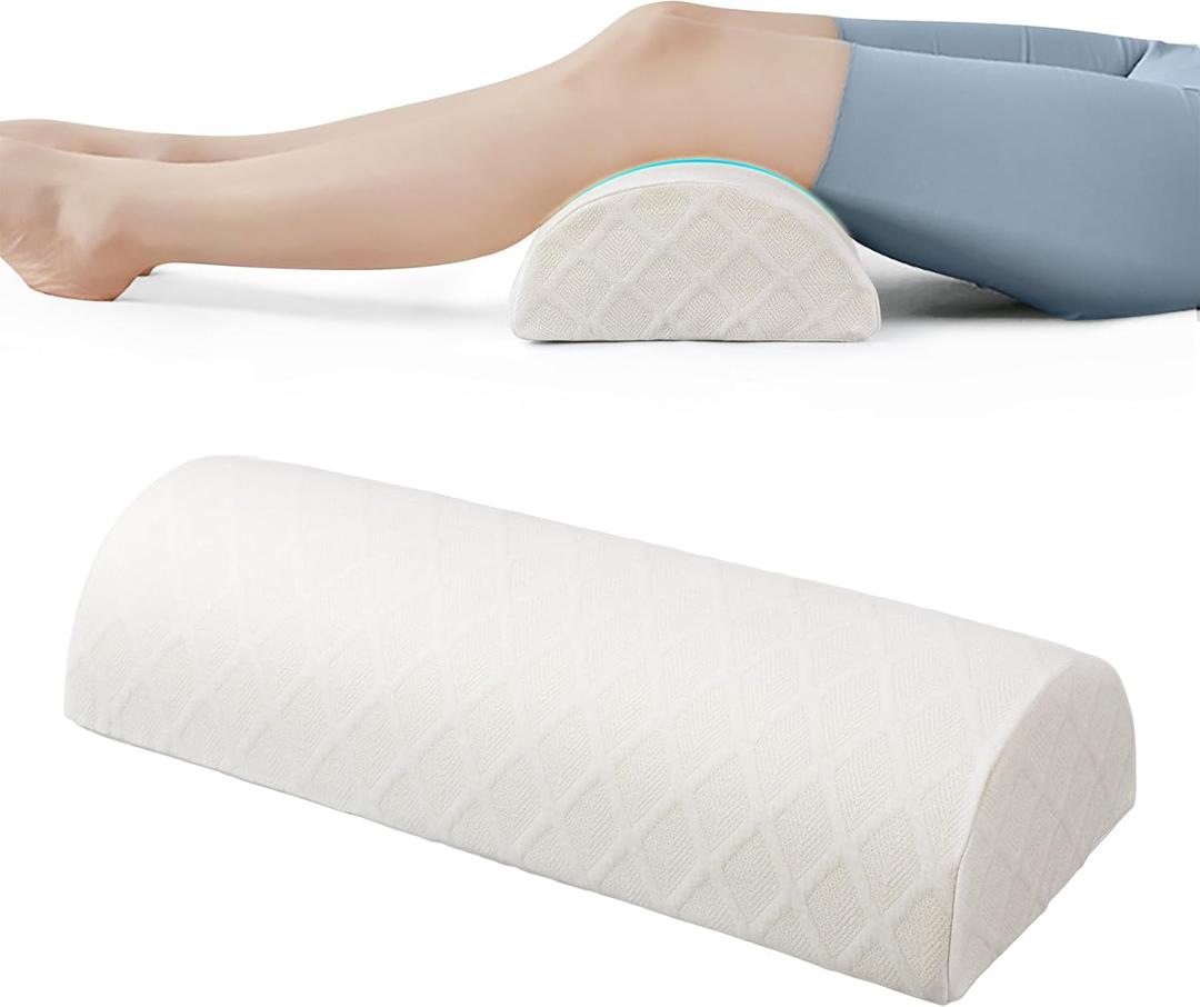 Knee Pillow for Back Sleeping, Memory Foam Cushion for Sciatica Pain Relief, Under Leg Support for Sleeping on Back, Half Moon Bolster for Bed