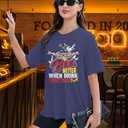 Womens Oversized Tshirt Flower Graphic Tees Boho Hiking T Shirt Vintage Wildflower Shirts Summer Casual Beach Tops (Blue, XL)