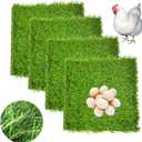 Hamiledyi 4 Pack Chicken Nesting Pads-1212x 1.2,Washable Thicken Artificia Grass Nesting Box Liners Reusable Laying Eggs Turf Mats for Chickens Coop Pet Outdoor Indoor (4 Pcs Green)