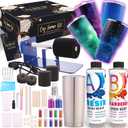 Alloytop Cup Turner Kit with Epoxy Resin kit for Beginner - Stainless Steel Turners Tumblers Machine Tool Art DIY Supplies Glitters Silicone Pads Brush Spinner Clear Foams Plastic Cups Wooden Sticks