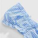 MakeMeChic Women's Y2K Cute Plaid Gingham Cap Sleeve Blouse Square Neck Tiered Ruffle Shirred Tops, M