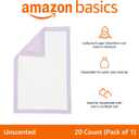 Amazon Basics Cat Pee Pads, Super Absorbent, Odor Control, Universal Fit for Litter Box, Disposable, Multi-Cat, Unscented, Purple and White, 20 Count