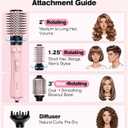 Farery Rotating Hot Air Brush Set 1000W 4 in 1 Blow Dryer Brush Styler with Diffuser, Hold-to-Rotate Round Brush for Volume, Smooth & Curl, Best for Fine to Medium-Thick Hair, Pink