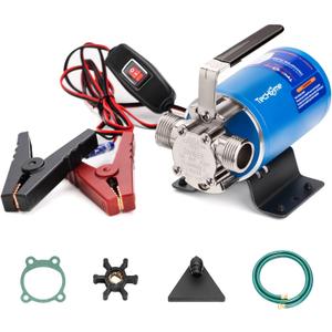 12V Portable Electric Utility Water Transfer Pump, with ON/OFF Switch and Suction Hose Kit
