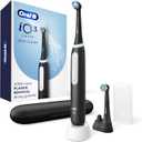 Oral-B Rechargeable Electric Toothbrush, iO3 Limited Deep Clean, 3 Cleaning Modes, Visual Pressure Sensor to Protect Gums, 2 Brush Heads, Travel Case, Black