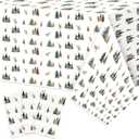 BkeeCten Watercolor Forest Deer Tablecloth - 3Pcs 51.2 * 86.6 inches Flower Deer Pine Tree Waterproof Plastic Table Covers for Holiday Party, Outdoor Events, Family Gatherings, Reusable Rectangular