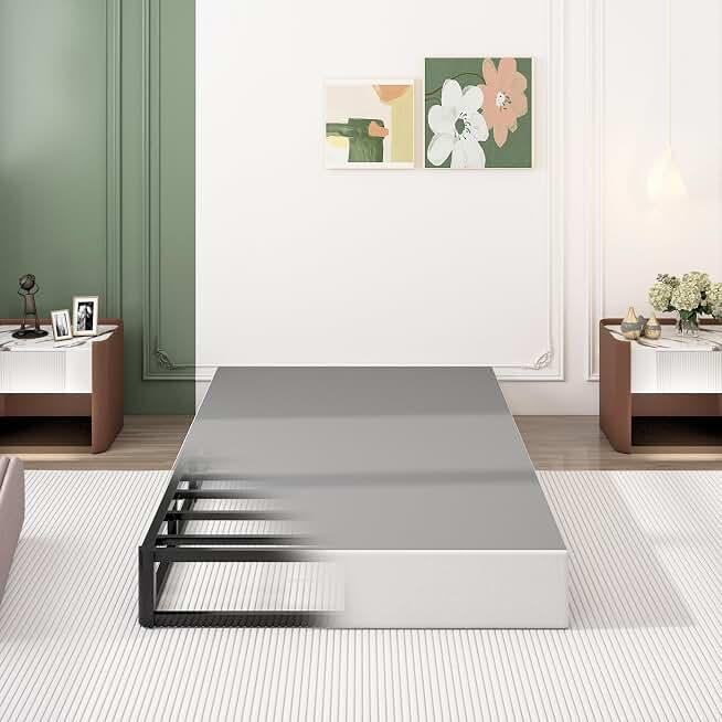 9 Inch Twin Box Spring, Heavy Duty Metal Mattress Foundation, 3000 lbs Capacity, High Profile, Noise-Free, Easy Assembly with Fabric Cover