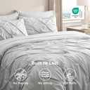 Bedsure Queen Comforter Set Light Grey - Bed in a Bag Queen Size Bedding 7 Pieces, GentleSoft Pintuck Bed Set Gift for Family, Pinch Pleat All Season Comforter with Sheets, Pillowcases & Shams