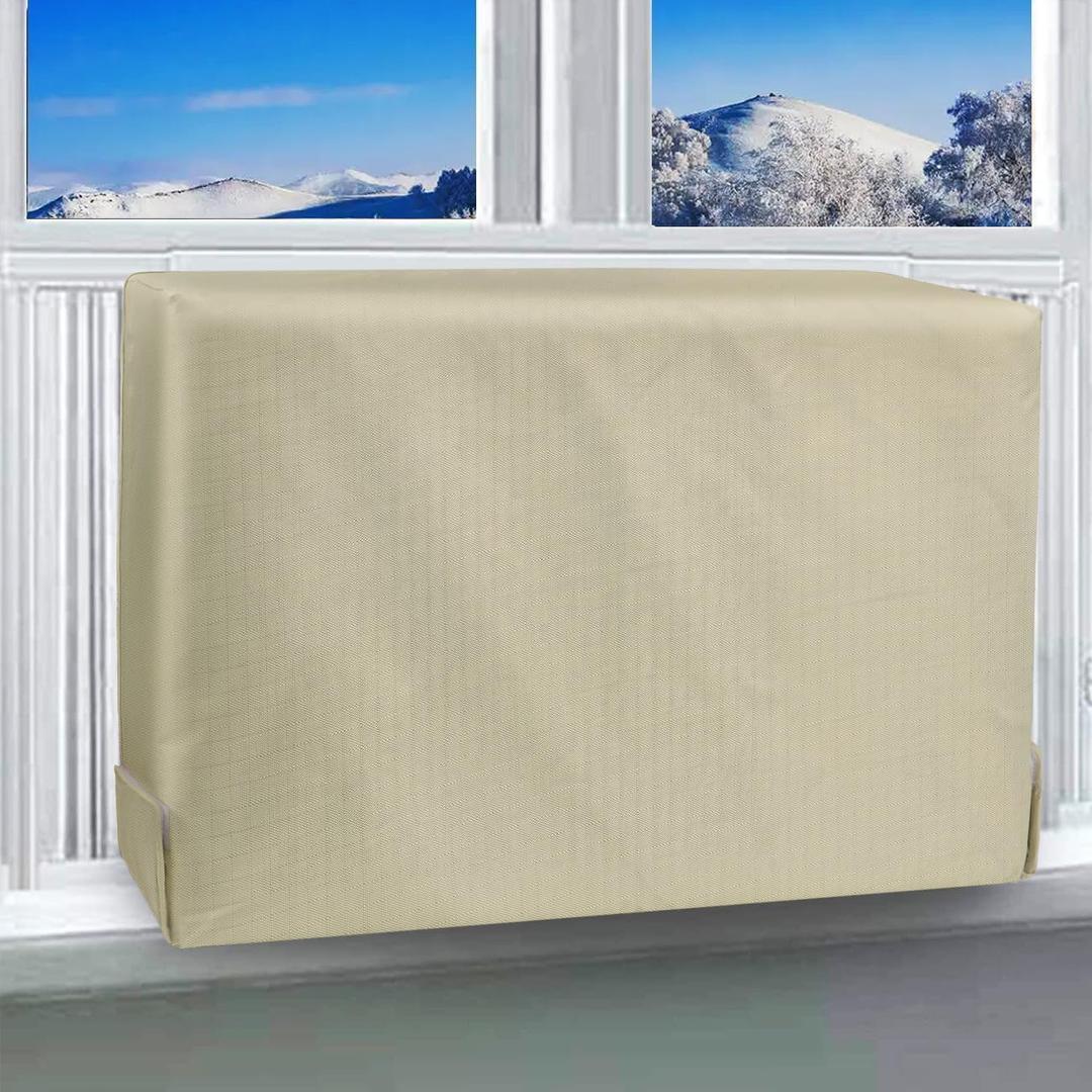 Waterproof Insulated Indoor Air Conditioner Cover for Inside Window AC Unit, 17''Wx 13''Hx 3.5''D- Beige