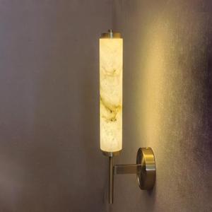 Alabaster Wall Sconce Light LED 3000K Modern Brass Wall Sconces with Natural Stone Shade, Indoor Wall Lights for Bathroom, Bedroom, Hallway (Single Head), 12 inches x 12 inches x 19 inches