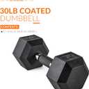 CAP 25lb Rubber Coated Hex Dumbbell, Comfort Grip, Free Weights, Single