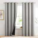 100% Blackout Curtains for Berdoom, Gold on Grey Metallic Geometric Diamond Pattern Curtains 84 Inches Long Living Room Darkening Thermal Insulated Drapes Grommet Top Window Curtain, 2 Panels