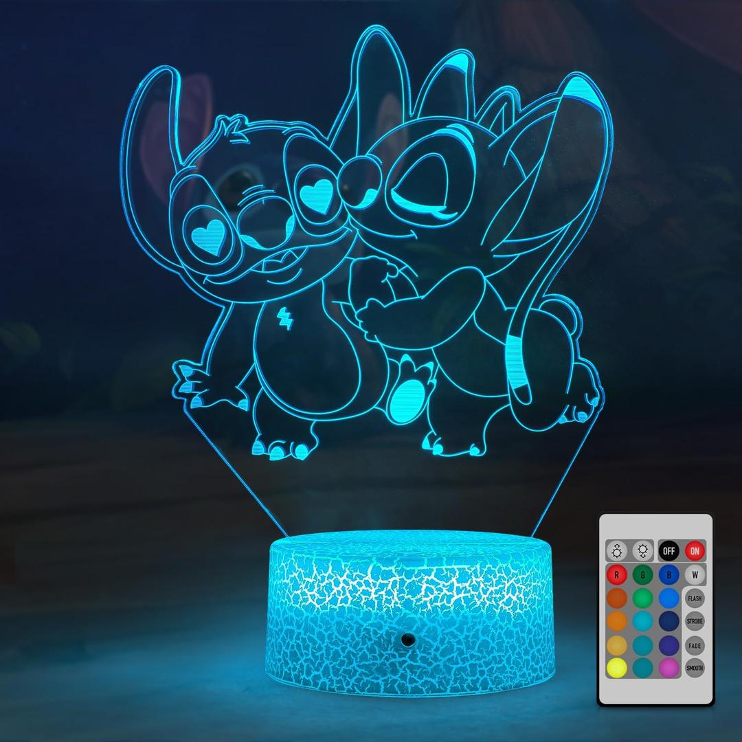 Stitch Night Lights,Stitch Lamp, Stitch Gifts ,With Remote & Smart Touch,7 Colors + 16 Colors Changing Opreated,Dimmable lamp for Children's Room Decoration, Christmas Gifts, Children's Day Gift