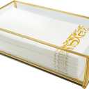 Guest Towel Holder,Glass Napkin Holder for Bathroom,Gold Bathroom Napkin Holder with Feets,Stylish Guest Towel Holder Tray for Bathroom Toilet Kithcen Dining Table Party Decor