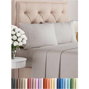 King Size 4 Piece Sheet Set - Comfy Breathable & Cooling Bed Sheets Set - Hotel Luxury Bedding for Women, Men, Kids & Teens - Deep Pockets, Easy-Fit, Super Soft & Wrinkle Free - Oeko-Tex - Light Grey (04 - Light Grey)