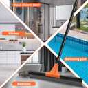 JEHONN Floor Squeegee Heavy Duty with 58.3 inches Long Handle, Rubber Scraper Broom for Cleaning Foam Water on Garage Concrete Bathroom Tile Marble Shower Glass Shop Deck Window Indoor Outdoor (Orange)