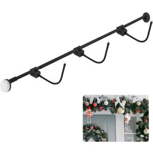 Bucherry Front Door Garland Hanger - Adjustable 59"- 67" Heavy-Duty Christmas Halloween Door Frame Garland Hanger for Hanging Wreaths No Screws, Drilling, Damage-Free, Easy Assembly(Black)