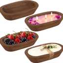 CYEAH 4 Pack Wooden Dough Bowls Bulk, 9.5 in Rustic Dough Bowl for Candle, Natural Paulownia Wood Bowls for Wedding DIY Candle Home Crafts Making Farmhouse Fruits Supplies Decoration