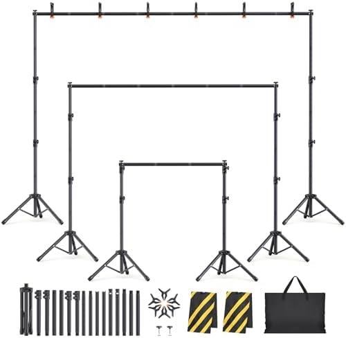 Eocnrhe Backdrop Stand Kit - 6 Widths, 10x7.5ft Adjustable Background Stand for Parties & Studio Photography