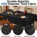 Rectangle Tablecloth 60" x 84", Black Washable Polyester Table Cloth, Wipeable Table Cover for Dining, Wedding, Birthday, Party, Banquet Decor, 6 Pack
