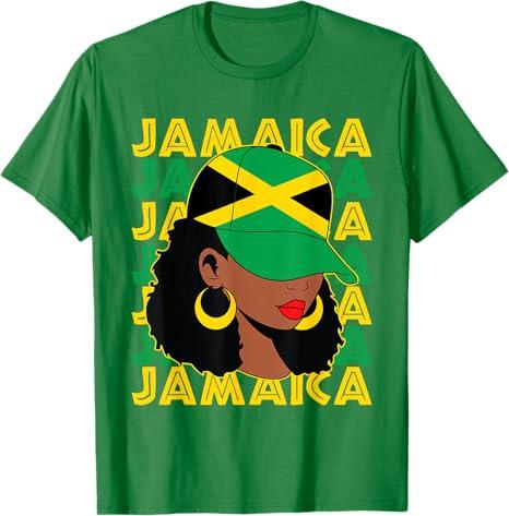 Womens Proud Jamaican Afro Black Woman Jamaica Flag Pride T-Shirt 2XL