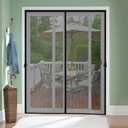 Magnetic Screen Door for 48 x 96 Inch French Door, Screen Itself Size: 50" x 97", Glass Sliding Door Heavy Duty Screen Door Mesh Curtain Keeps Bugs Out for Patio, Sliding Or Large Door (Polyester-Black)