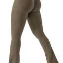 YEOREO Mini Flare Leggings Womens Workout Butt Lifting Legging Hidden Scrunch Seamless 28" / 30" Lilliean Yoga Pants (Medium, Coffee)