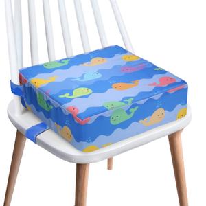 Toddler Booster Seat for Dining Table, 4inch Toddler Cushion, Portable Booster Seats Baby, Adjustable Kids Chair Heightening Booster, Washable Chair Seat Pad Mat for Kids. (Blue) (Bule-Whale)