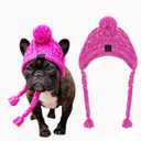 Dog Hat for Small Medium Dogs Pets Winter Warm Knitted Hat with Ear Holes Pink