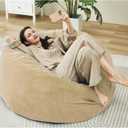 36 Inches / 3 Feet Bean Bag Chair with Memory Foam Filler for Adults and Kids, Ultra Soft Dark Gray Velvet Cover, Living Room Use, Comfortable Wrap(Beige, Medium)