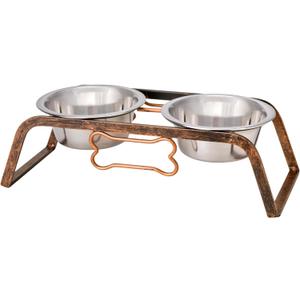 Loving Pets Elevated Dog Bowls  Raised Stainless Steel Dog Bowls with Steel Stand  Non-Skid, No Spill Feeder for Small, Medium & Large Dogs  Easy to Clean, Durable Raised Dog Feeding Station (1 Pint, Aged Copper)