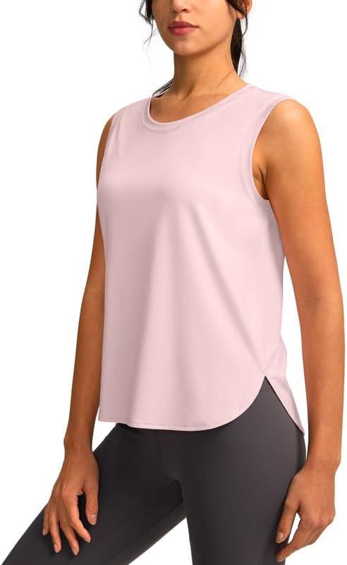 YYV Women's Workout Tank Tops Lightweight Sleeveless Workout Tops Loose Fit Yoga Athletic Running Shirts (Pink, L)
