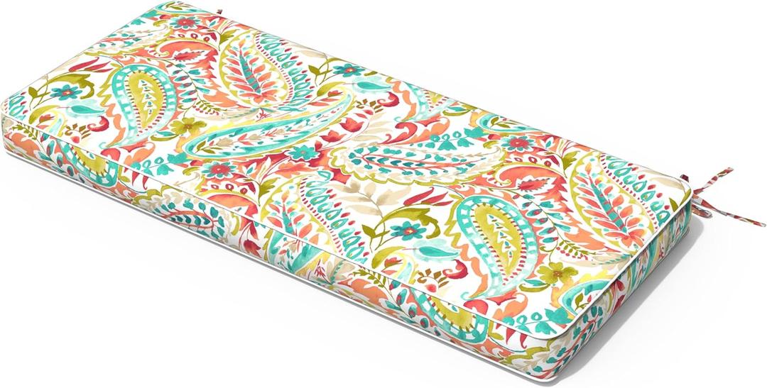 Outdoor Bench Cushion, Patio Furniture Cushion 48 x 18 x 3 Inch, Water Resistant Garden Sofa Swing Pad Settee Loveseat Couch Replacement Cushion, 1 Pack, Pretty Paisley