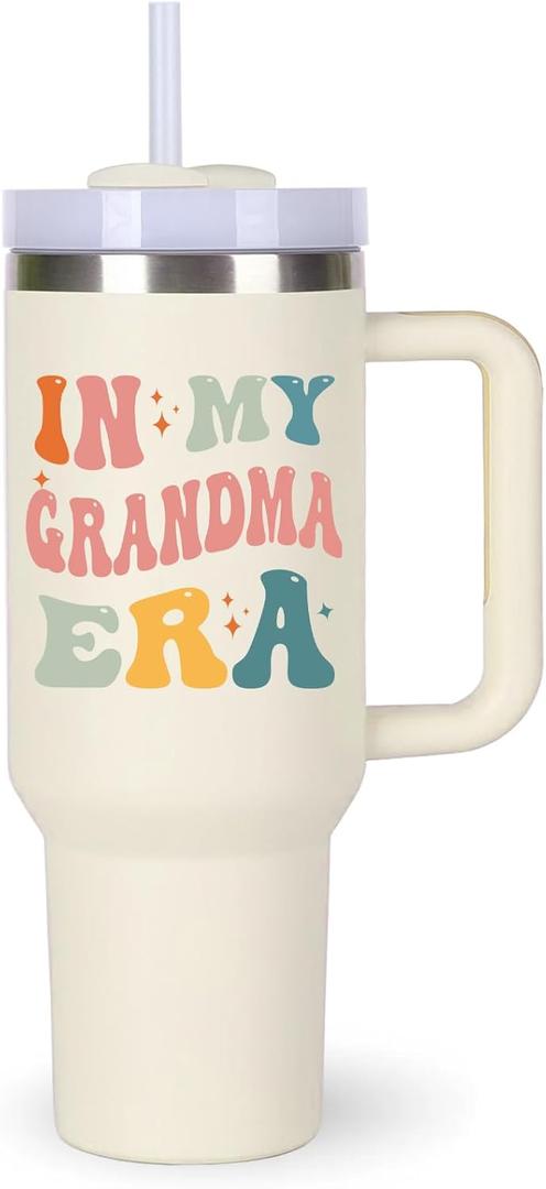 Momocici Grandma Cup Tumblers Gifts,40oz In My Grandma Era Tumbler with Handle,Grandma Gift.Grandma Cups,Grandma Tumbler,40oz Birthday Christmas Mothers Day Gifts for Grandma