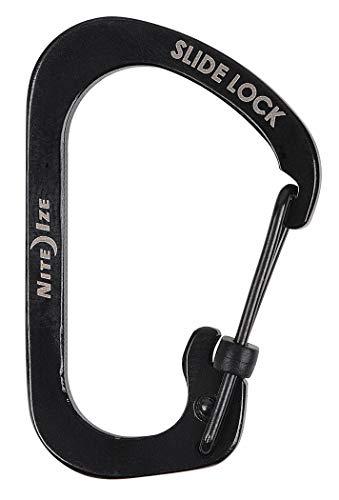 Locking Carabiner Clip, Black, 1-3/32 in And Black Metal S-Biner