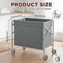 Collapsible Laundry Cart with Wheels, 12 Bushel (400L) Commercial Hamper Basket Large Heavy Duty Rolling Laundry Basket for Home Organizer Storage, Foldable Truck, Gray, 33.5 x 17.7 x 33.5 inches