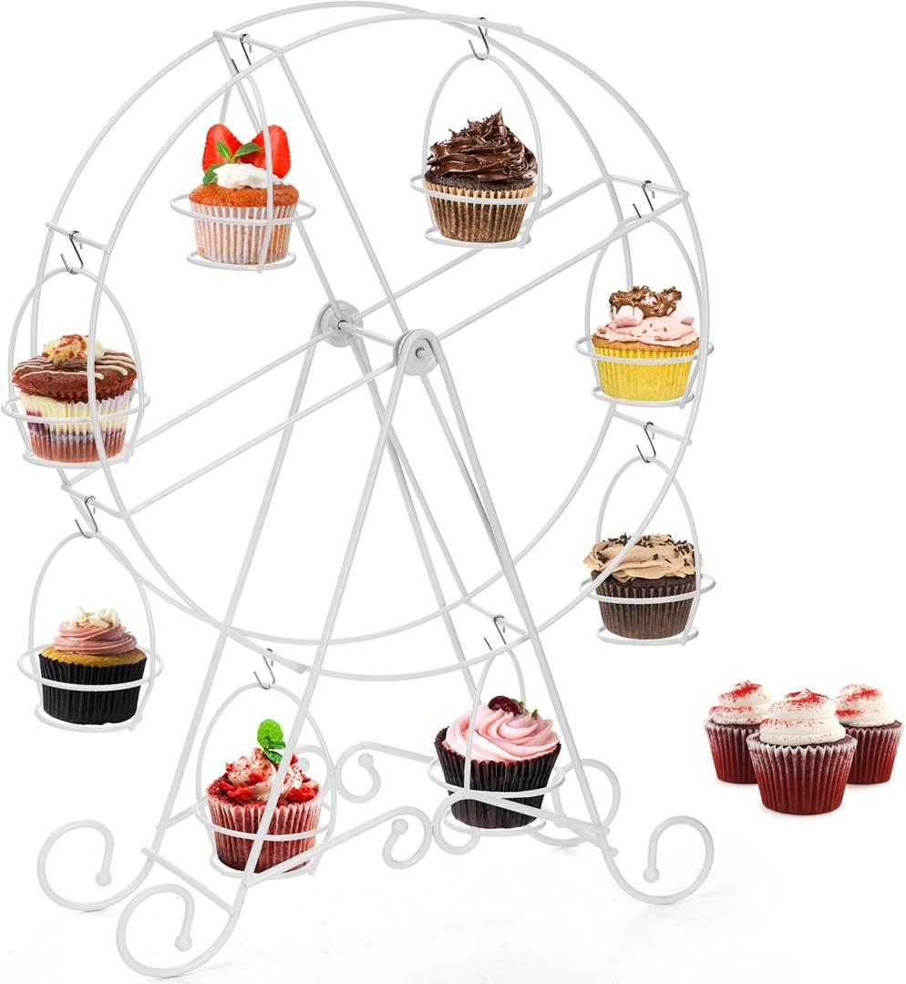 SOUJOY Ferris Wheel Cupcake Stand, Small Cupcake Serving Holder for Carnival and Circus Theme Party, Mini Cupcake Display Rack for Candy Cupcake Cookies Dessert Wedding Party Furnishing