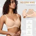 Seamless Wireless Bra for Women with Support - No Underwire Full Coverage Push Up Bras (M)